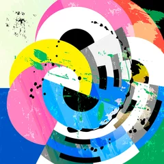 Foto op Canvas abstract circle background, retro style, with paint strokes and splashes, grungy © Kirsten Hinte