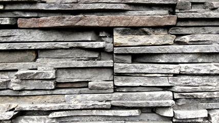 the texture is close to the wall consisting of stones bricks rectangular and long horizontally stacked on top of each other gray shades