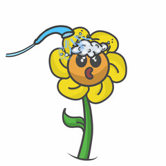 Obraz premium cute flower character design vector template illustration