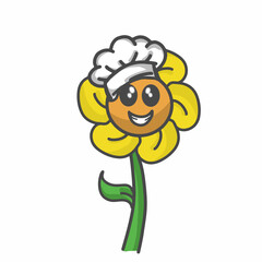 cute flower character design vector template illustration