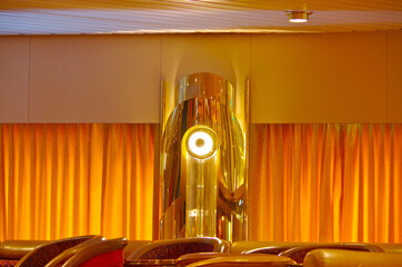 Retro fantasy fairytale interior design in bar or lounge or public space onboard luxury cruiseship...
