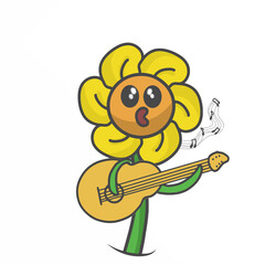 cute flower character design vector template illustration