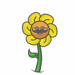 cute flower character design vector template illustration