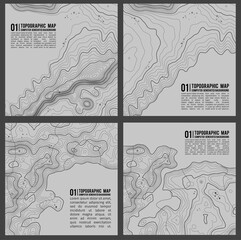 Grey contours vector topography. Geographic mountain topography vector illustration. Topographic pattern texture. Map on land vector terrain. Elevation graphic contour height lines. Vector Set.