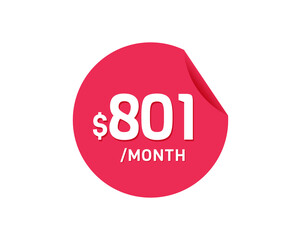 $801 Dollar Month. 801 USD Monthly sticker