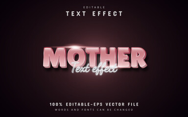 Mother text, 3d pink gradient style text effect editable