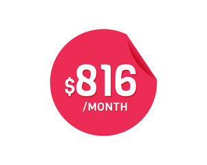 $816 Dollar Month. 816 USD Monthly sticker