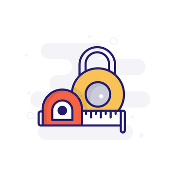 Measure Tools vector filled outline icon style illustration. EPS 10 file