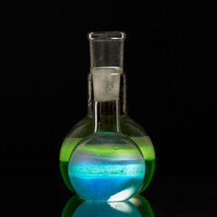 Glass flask with a chemical reagent.