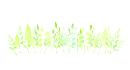 Border of leaves and herbs. Vector illustration.