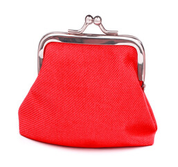 red cash wallet isolated on white background. Charge purse. Coin wallet.