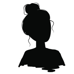 Hand drawn beautiful young woman . Stylish elegant girl. Fashion woman look. Black silhouette. Vector illustration.