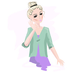 Hand drawn beautiful young woman . Stylish elegant girl. Fashion woman look. Sketch. Vector illustration.