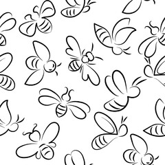 Honey Bee seamless pattern background