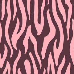 Animalistic. Pink stripes on a chocolate colored background.