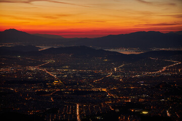 Obraz premium Athens of Greece at sunset before the night