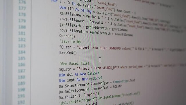 Web, application and software developement. Programming code on a monitor.