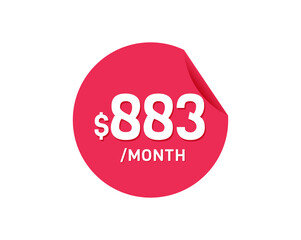 $883 Dollar Month. 883 USD Monthly sticker