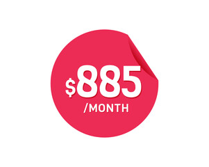 $885 Dollar Month. 885 USD Monthly sticker