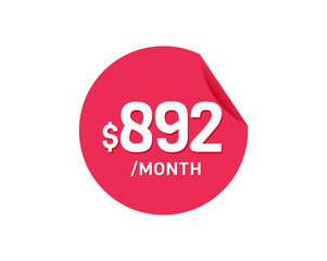 $892 Dollar Month. 892 USD Monthly sticker