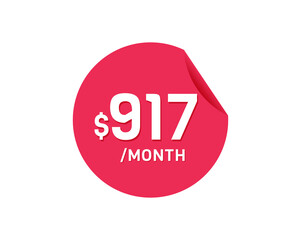 $917 Dollar Month. 917 USD Monthly sticker