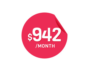 $942 Dollar Month. 942 USD Monthly sticker