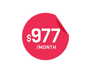 $977 Dollar Month. 977 USD Monthly sticker