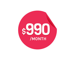 $990 Dollar Month. 990 USD Monthly sticker