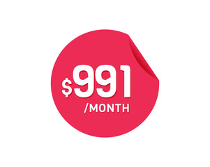 $991 Dollar Month. 991 USD Monthly sticker