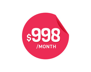 $998 Dollar Month. 998 USD Monthly sticker