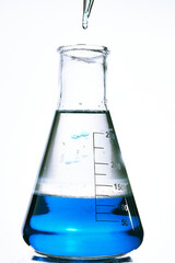 Glass flask with a chemical reagent.