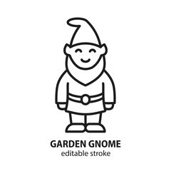 Garden gnome line vector icon. Sculpture of fairy dwarf sign.