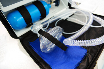 Oxygen mask for mechanical ventilation. Mobile equipment for the provision of emergency medical...