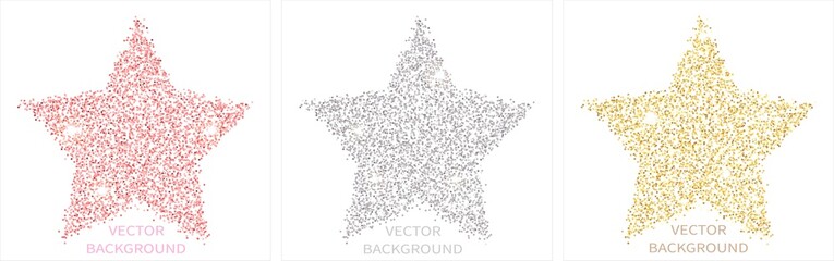 Sparkling glitter star isolated on white background with space for text. For social media posts, mobile apps, banners design and for web, internet. Glitter style. Vector set.