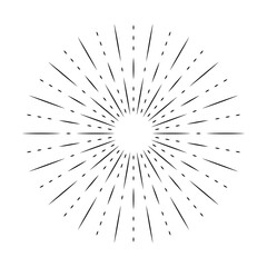 Obraz premium Sunburst line icon isolated on white background, summer web banner, retro circle design, vector illustration