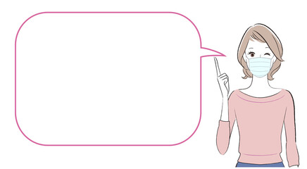 A woman talking about something with speech bubble