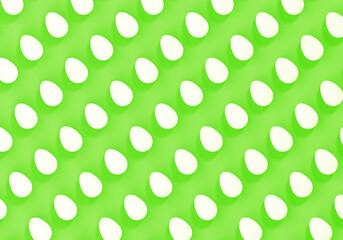 White easter eggs on bright green background, eggs pattern, 3d illustration