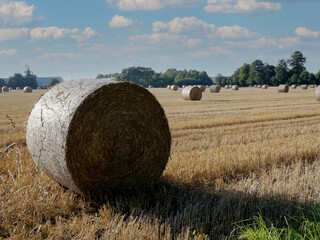 Strohballen auf dem Stoppelfeld in Frankreich