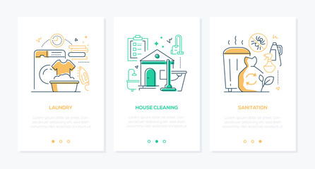Housekeeping services - line design style web banners