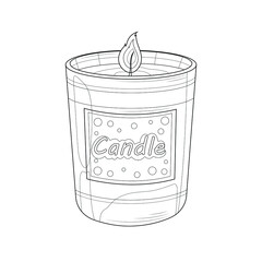 
Candle.Coloring book antistress for children and adults. Illustration isolated on white background.Zen-tangle style. Black and white illustration.Hand draw
