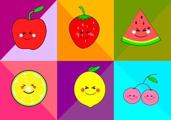 set of fruits in the vector illustration