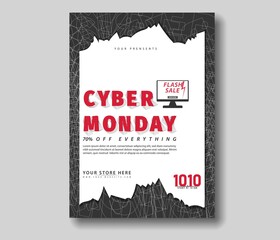 Cyber Monday Sale promotional flyers for business, commerce, discount shopping, and advertising. Vector illustration.