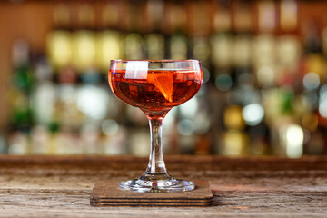 Cocktail with rum-based orange