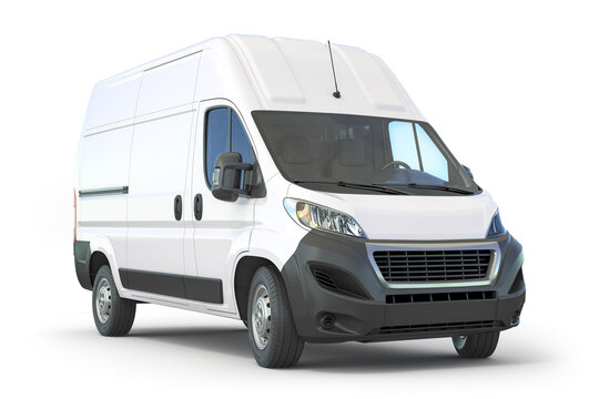 White commercial delivery van isolated on white,