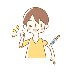 
笑顔で注射を打っている男性