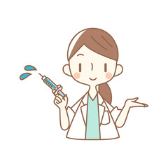お医者さんが注射器を構えているイラスト