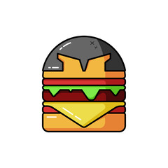 Burger with spartan helmet cartoon vector illustration