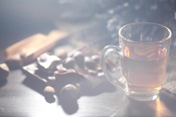Brewed tea on a serving table