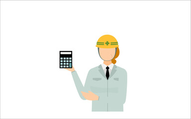 工事現場の監督のポーズセット、シニア女性