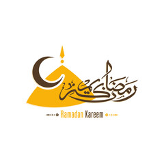 Arabic Calligraphic text of Ramadan Kareem for the Muslim community festival celebration.	
